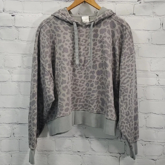 Nike Training Dri-FIT Oversized Leopard Print Cropped Hoodie Size M - Picture 1 of 13